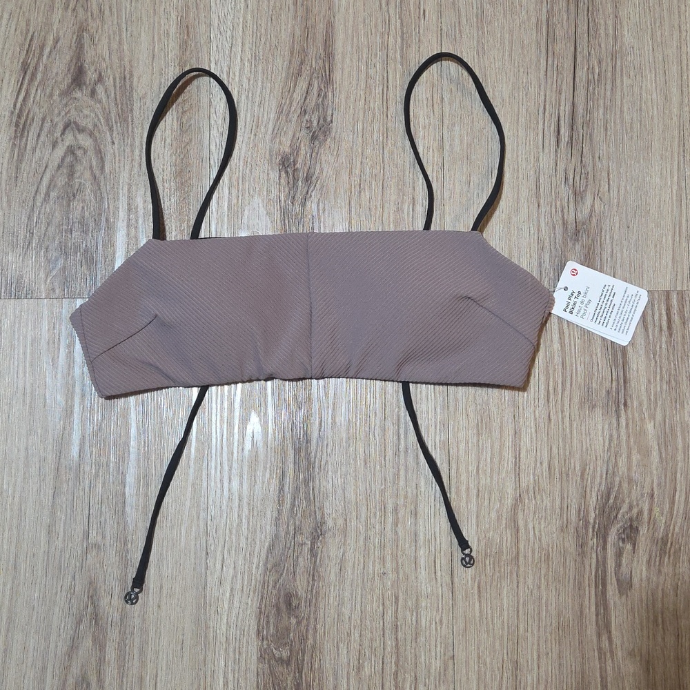 Lululemon Pool Play Bikini Top *Misty Mocha / Black Reversible Size 8 NWT